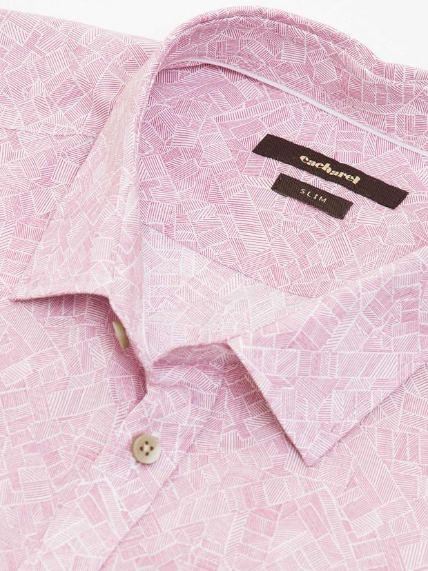 Fuşya Slim Fit Uzun Kollu Gömlek