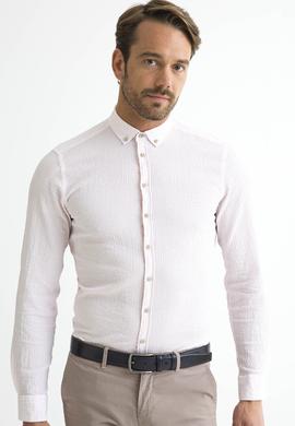 Kırmızı Slim Fit Uzun Kollu Gömlek