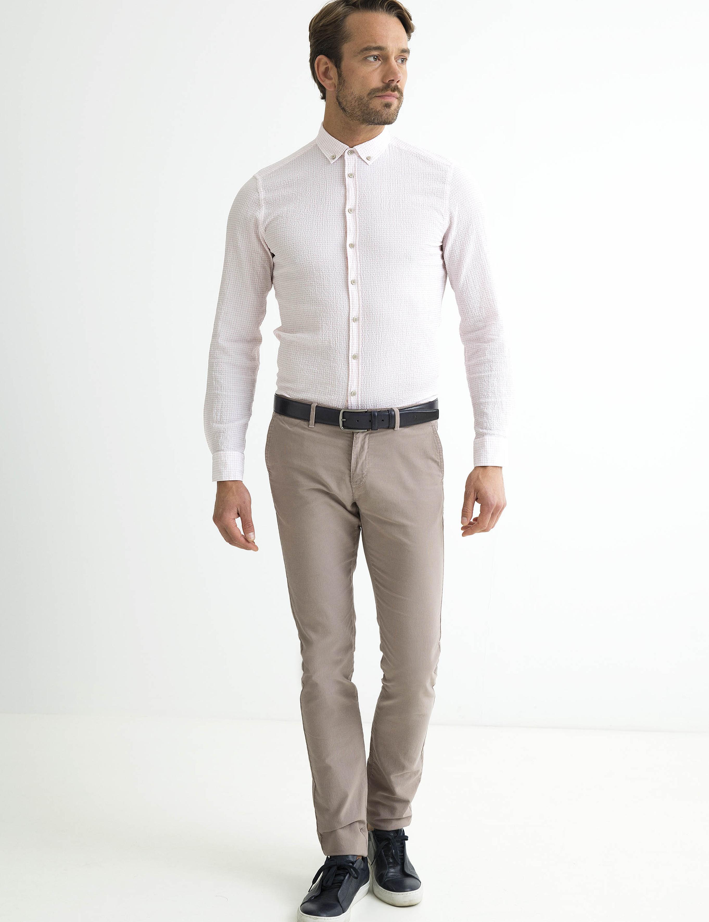Kırmızı Slim Fit Uzun Kollu Gömlek - 50189617012
