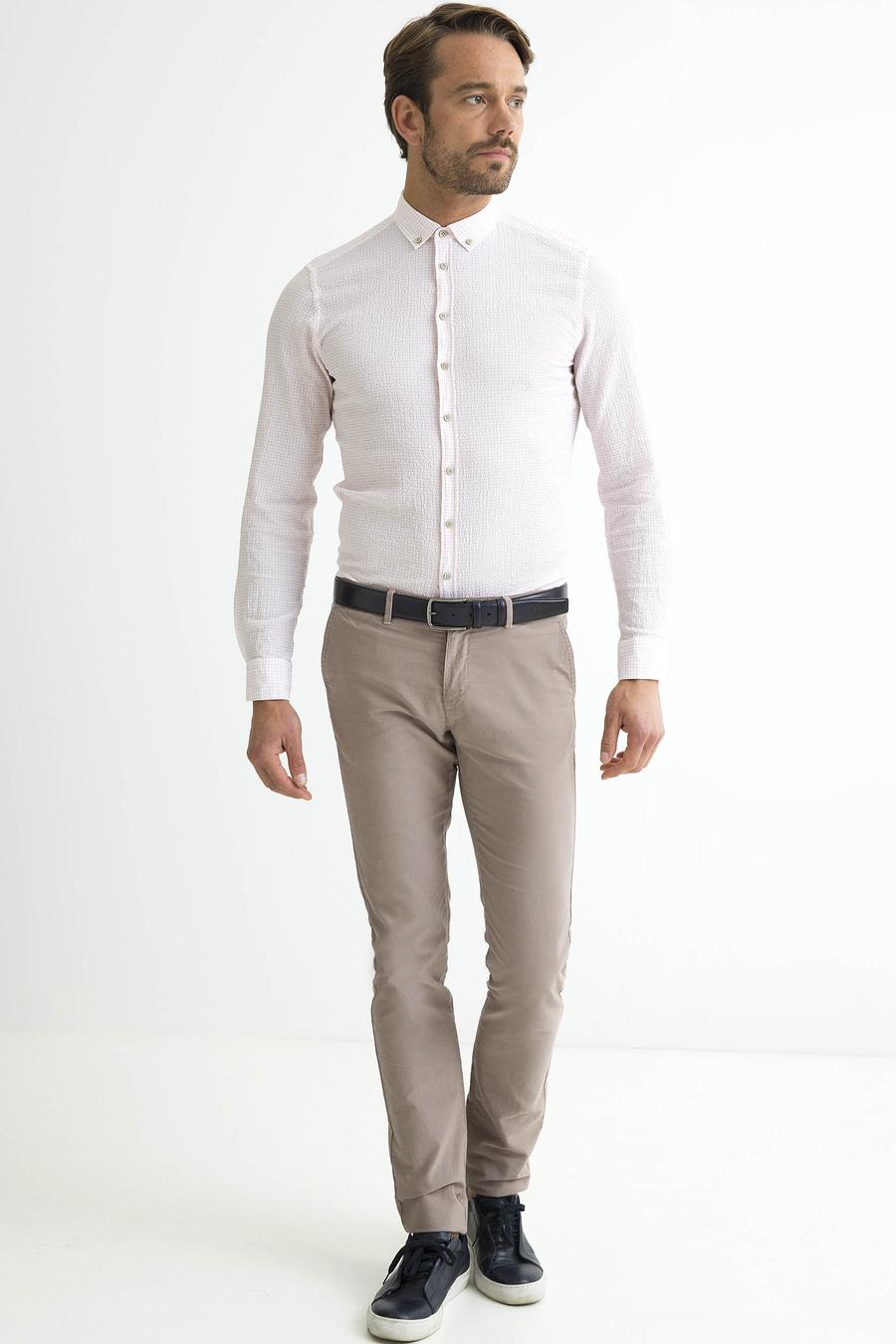 Kırmızı Slim Fit Uzun Kollu Gömlek - 50189617012