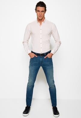 Turuncu Slim Fit Uzun Kollu Gömlek