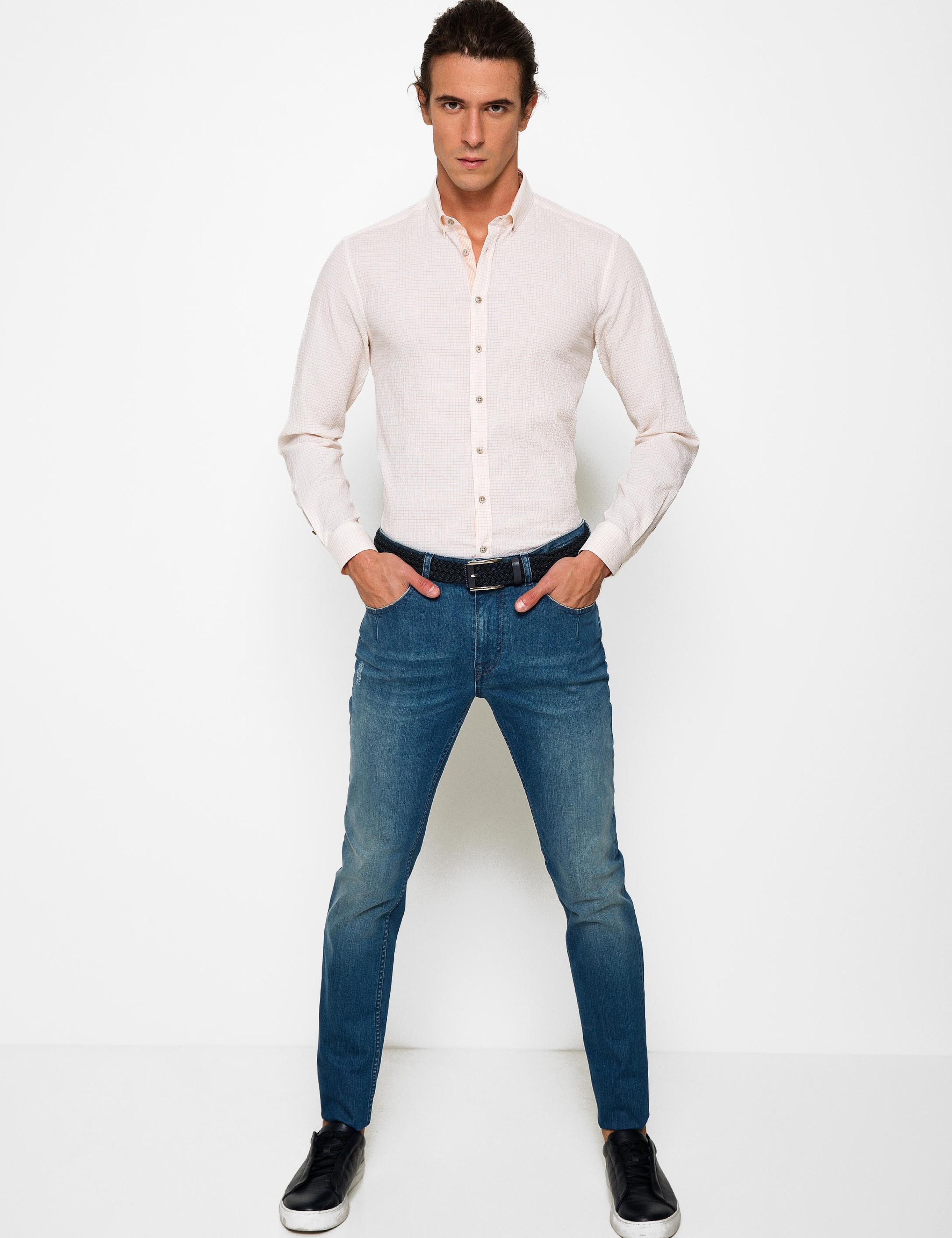 Turuncu Slim Fit Uzun Kollu Gömlek - 50189617023