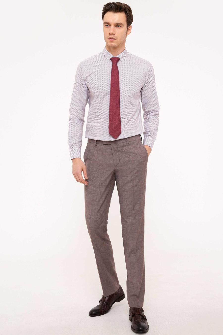 Kırmızı Slim Fit Uzun Kollu Gömlek - 50202007059