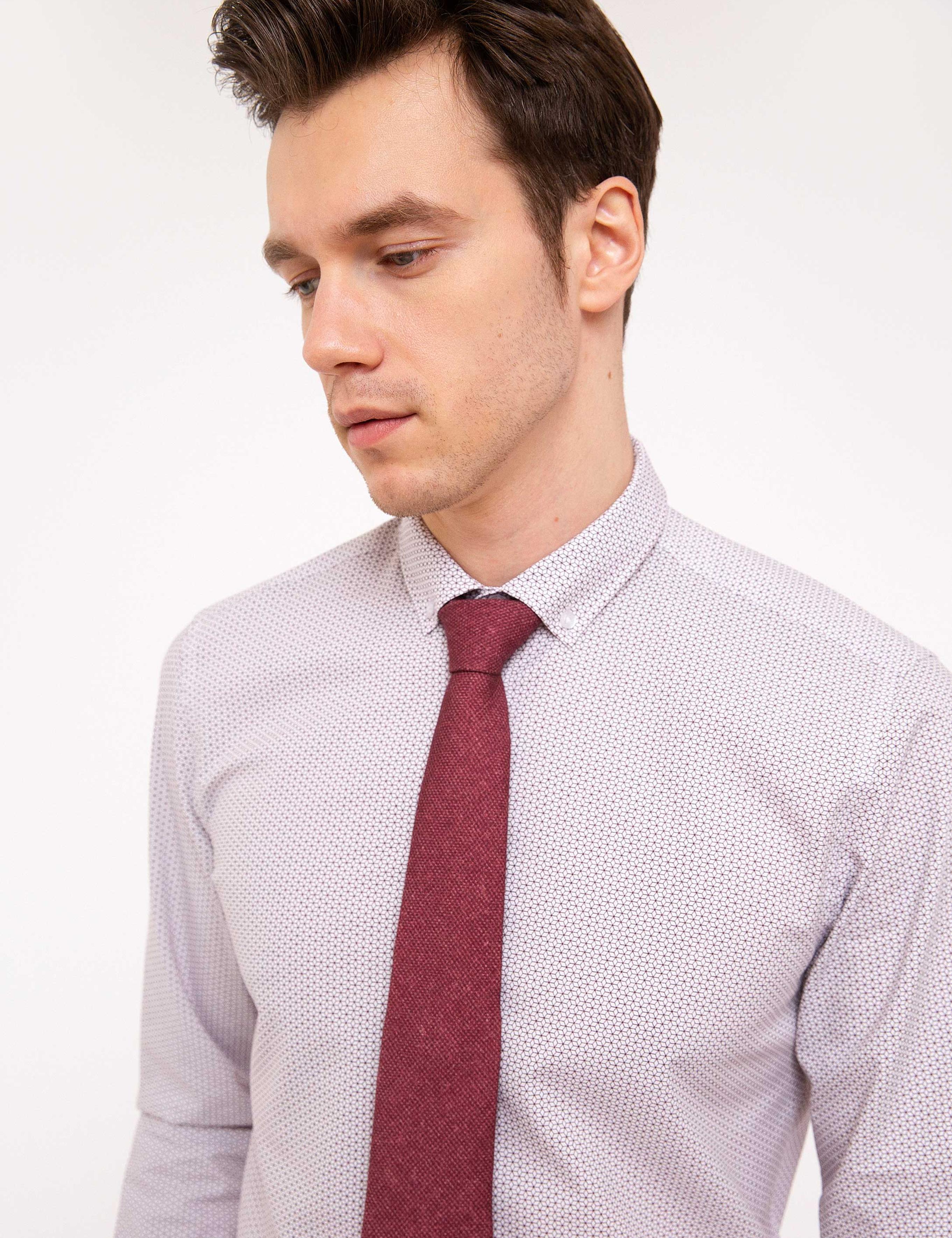 Kırmızı Slim Fit Uzun Kollu Gömlek - 50202007059