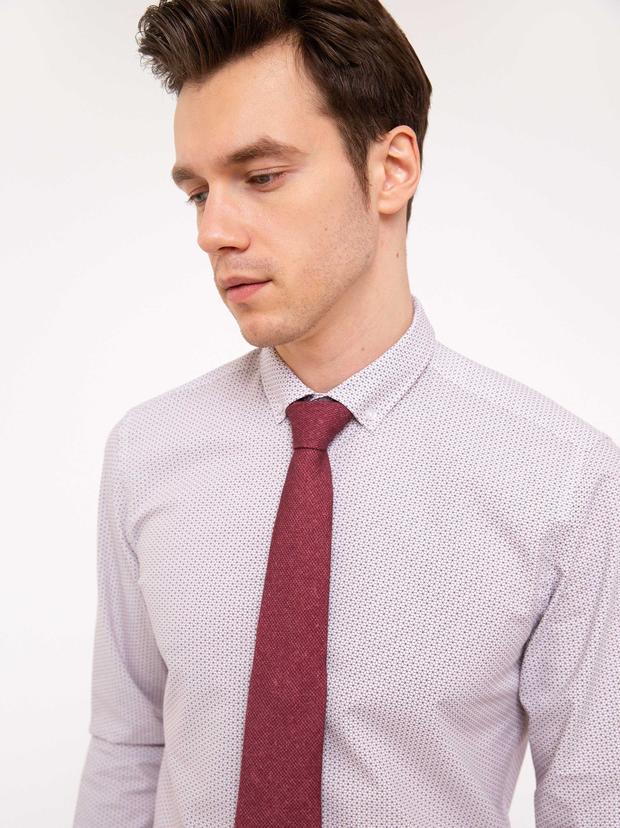 Kırmızı Slim Fit Uzun Kollu Gömlek