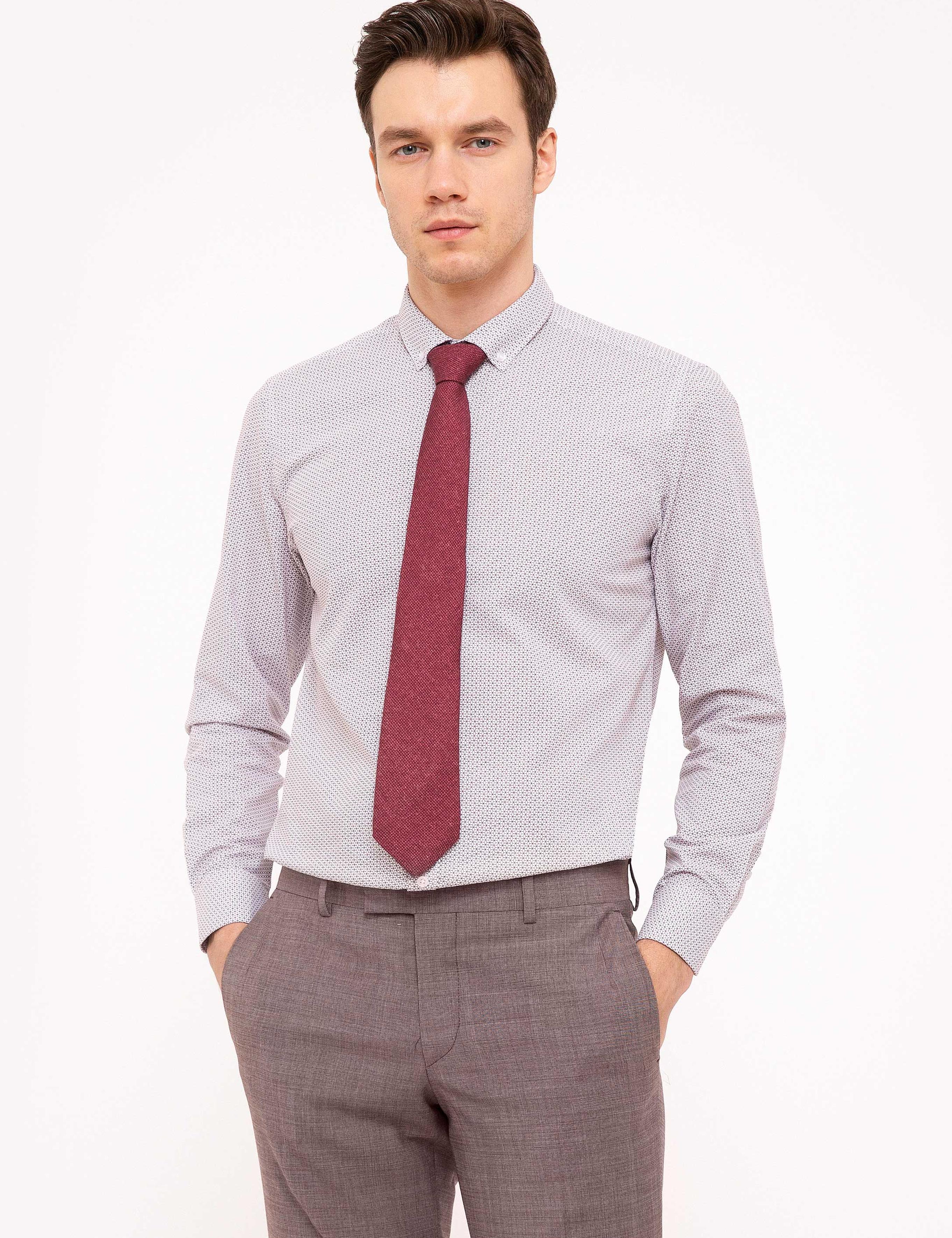 Kırmızı Slim Fit Uzun Kollu Gömlek - 50202007059