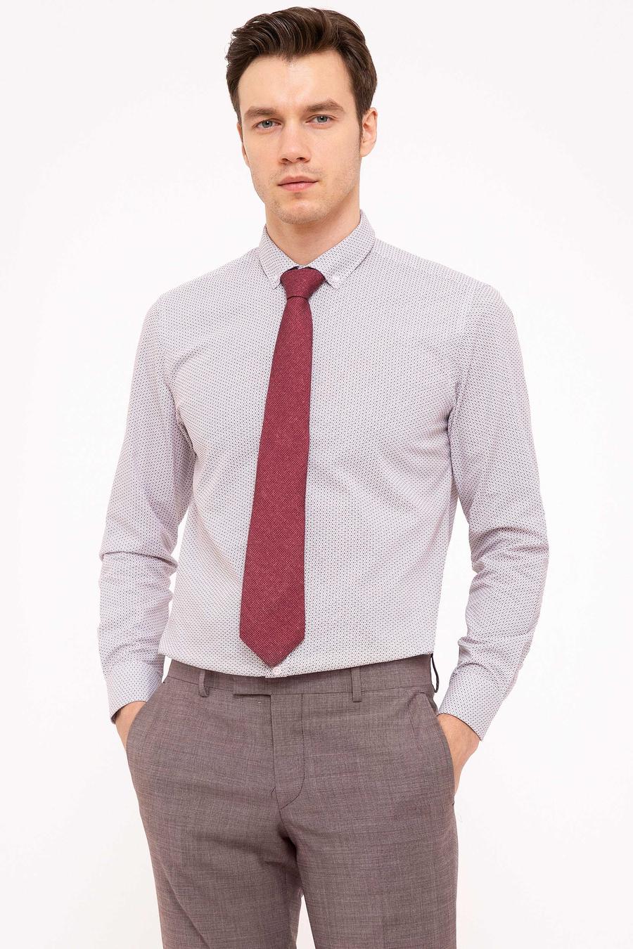 Kırmızı Slim Fit Uzun Kollu Gömlek - 50202007059