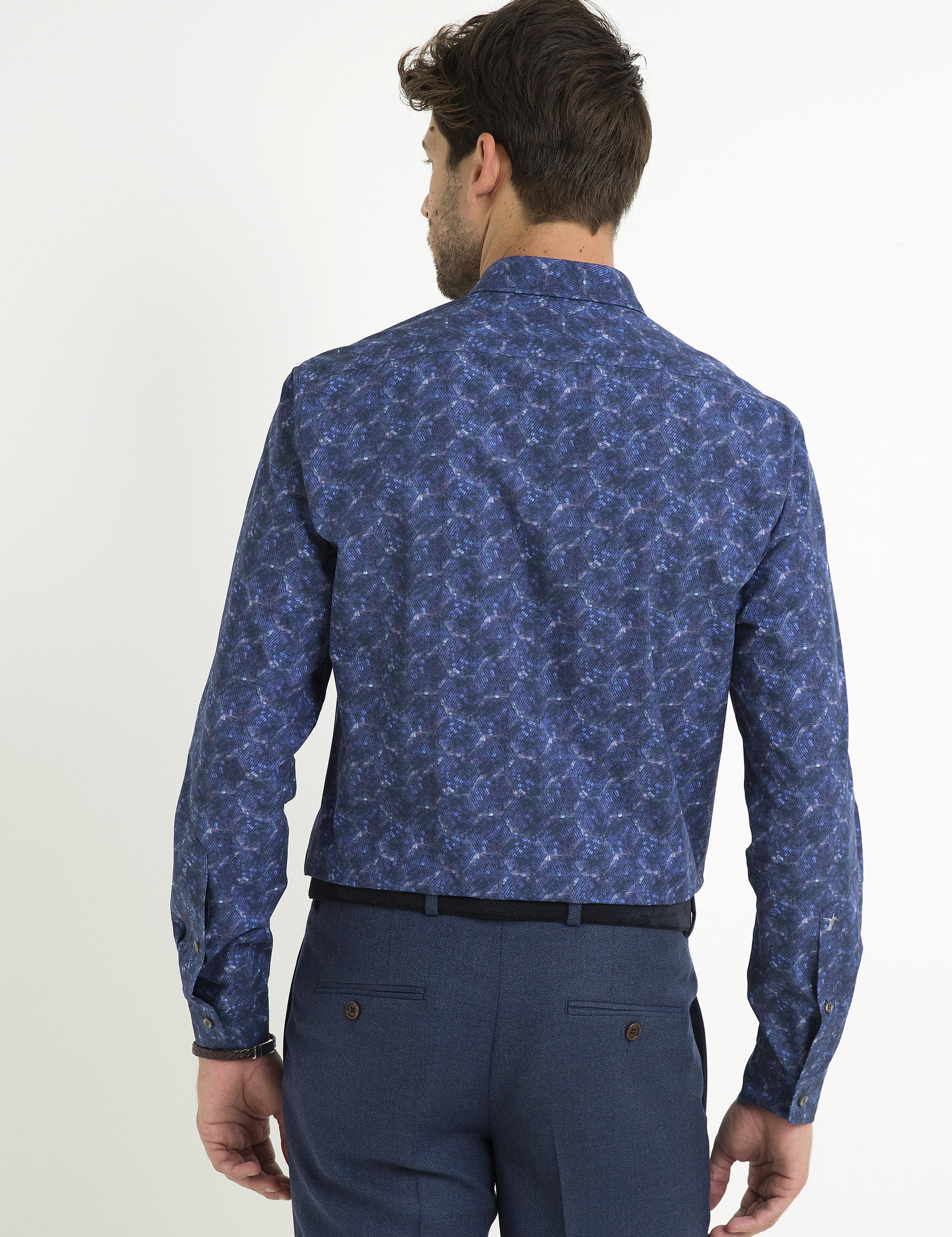 Lacivert Slim Fit Uzun Kollu Gömlek - 50193014022