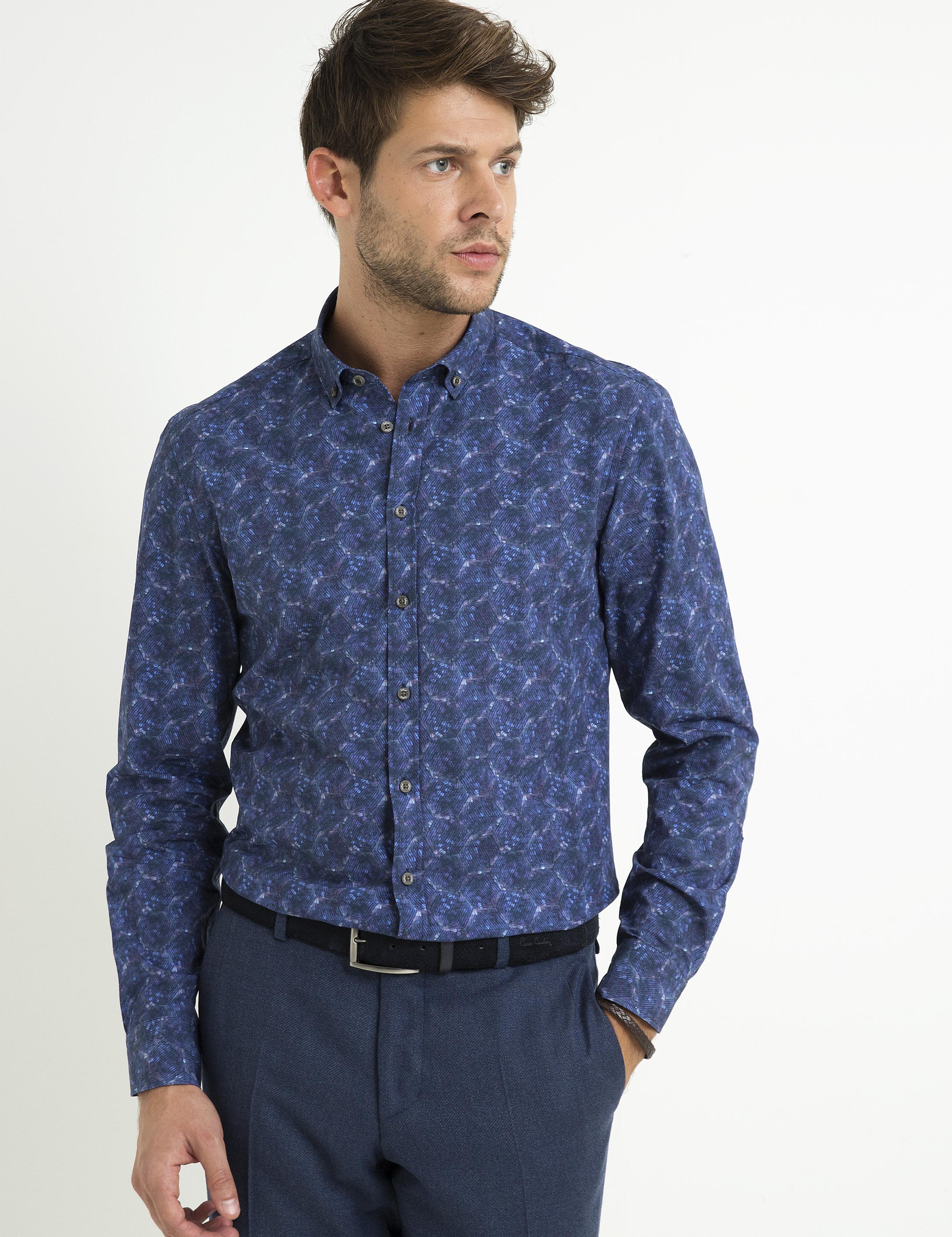 Lacivert Slim Fit Uzun Kollu Gömlek - 50193014022