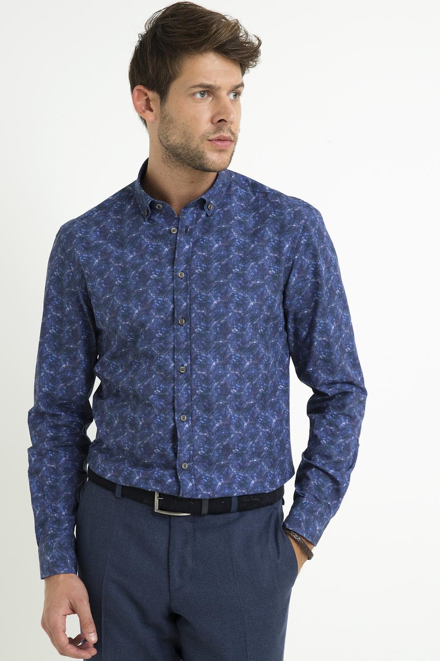 Lacivert Slim Fit Uzun Kollu Gömlek - 50193014022