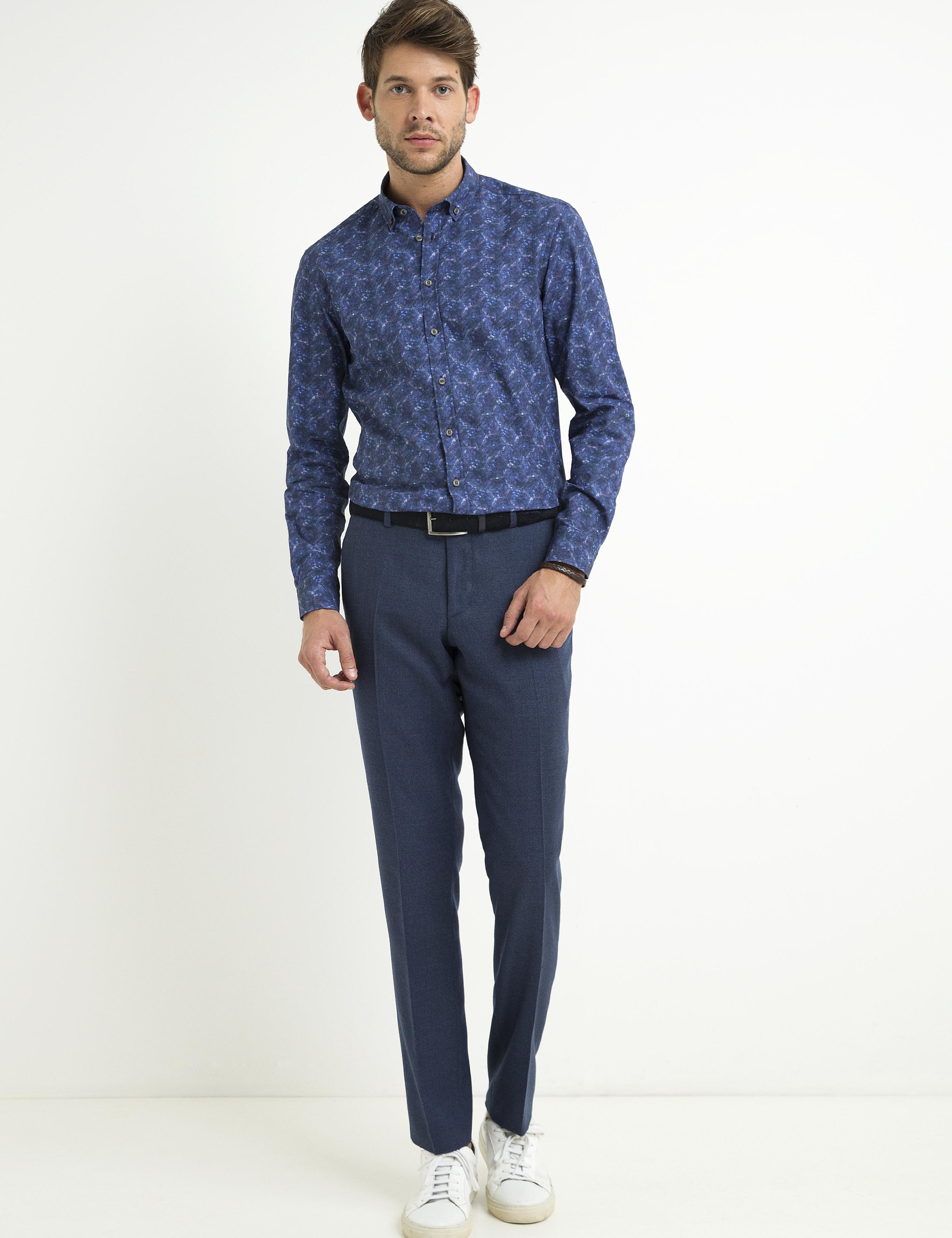 Lacivert Slim Fit Uzun Kollu Gömlek - 50193014022