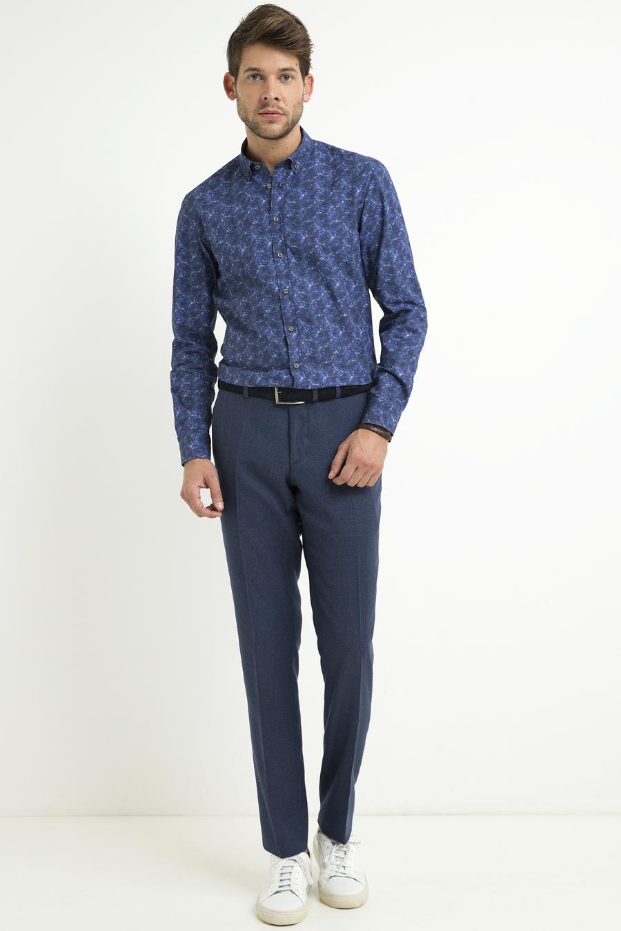 Lacivert Slim Fit Uzun Kollu Gömlek - 50193014022