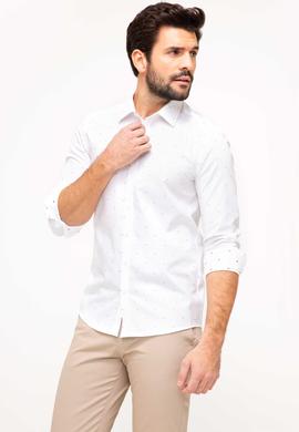 Beyaz Slim Fit Uzun Kollu Gömlek