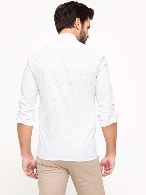 Beyaz Slim Fit Uzun Kollu Gömlek