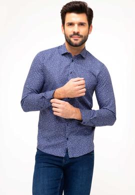 Lacivert Slim Fit Uzun Kollu Gömlek