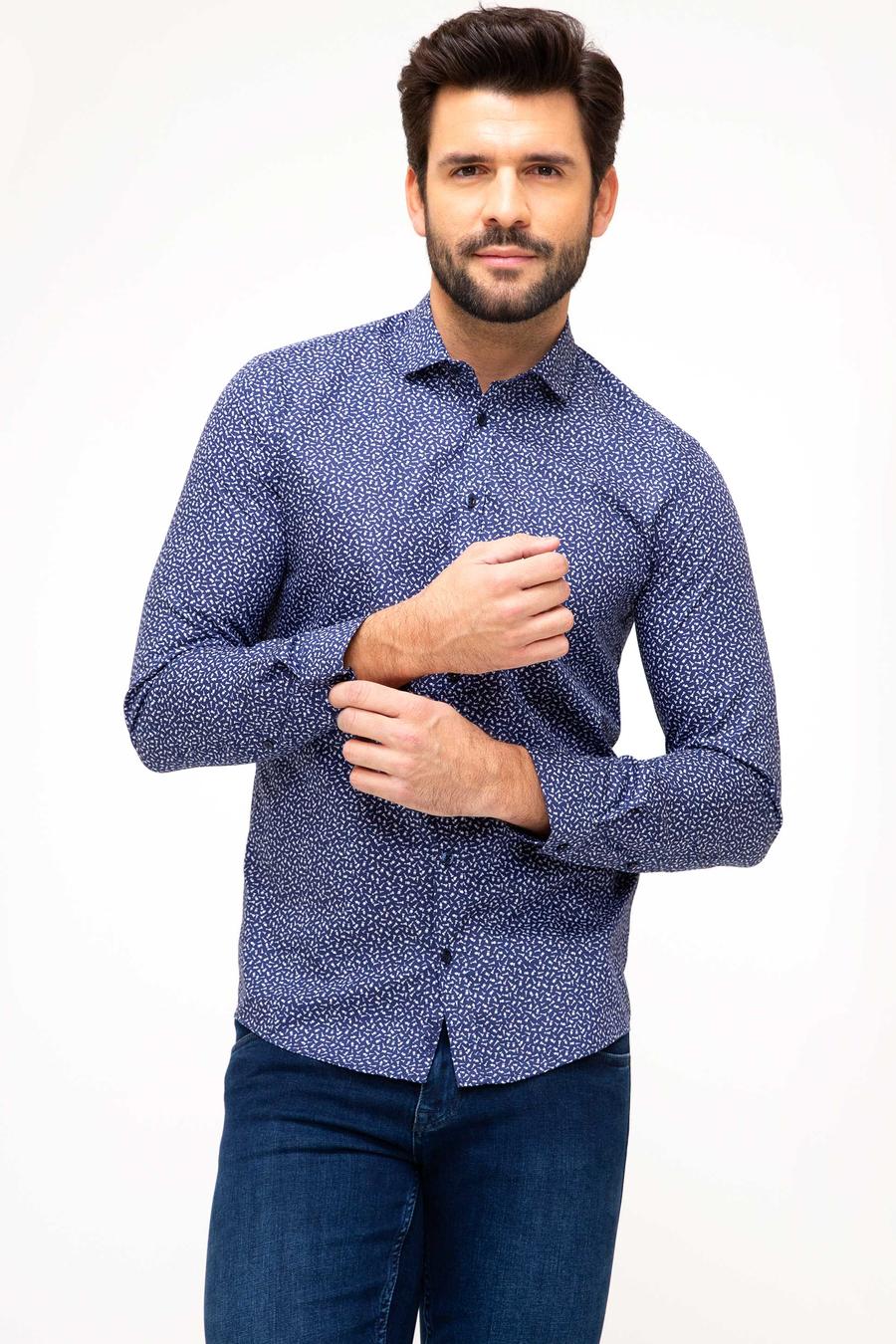 Lacivert Slim Fit Uzun Kollu Gömlek - 50200219005