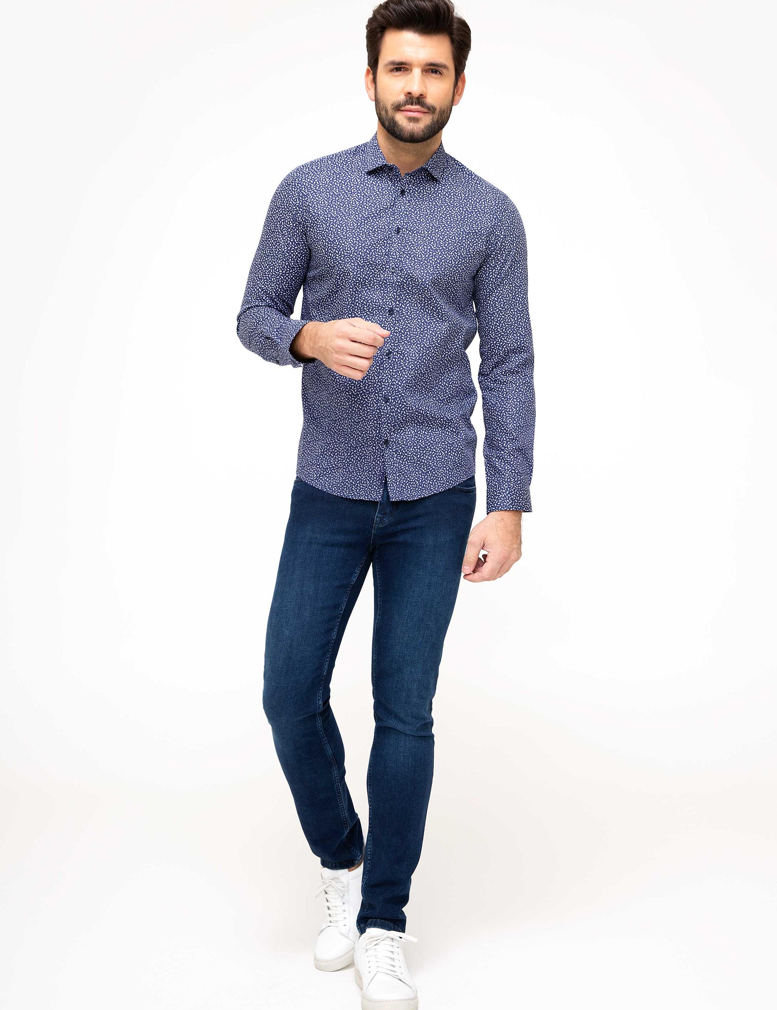 Lacivert Slim Fit Uzun Kollu Gömlek - 50200219005