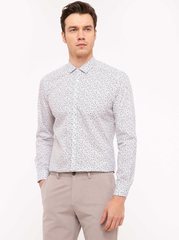 Beyaz Slim Fit Uzun Kollu Gömlek