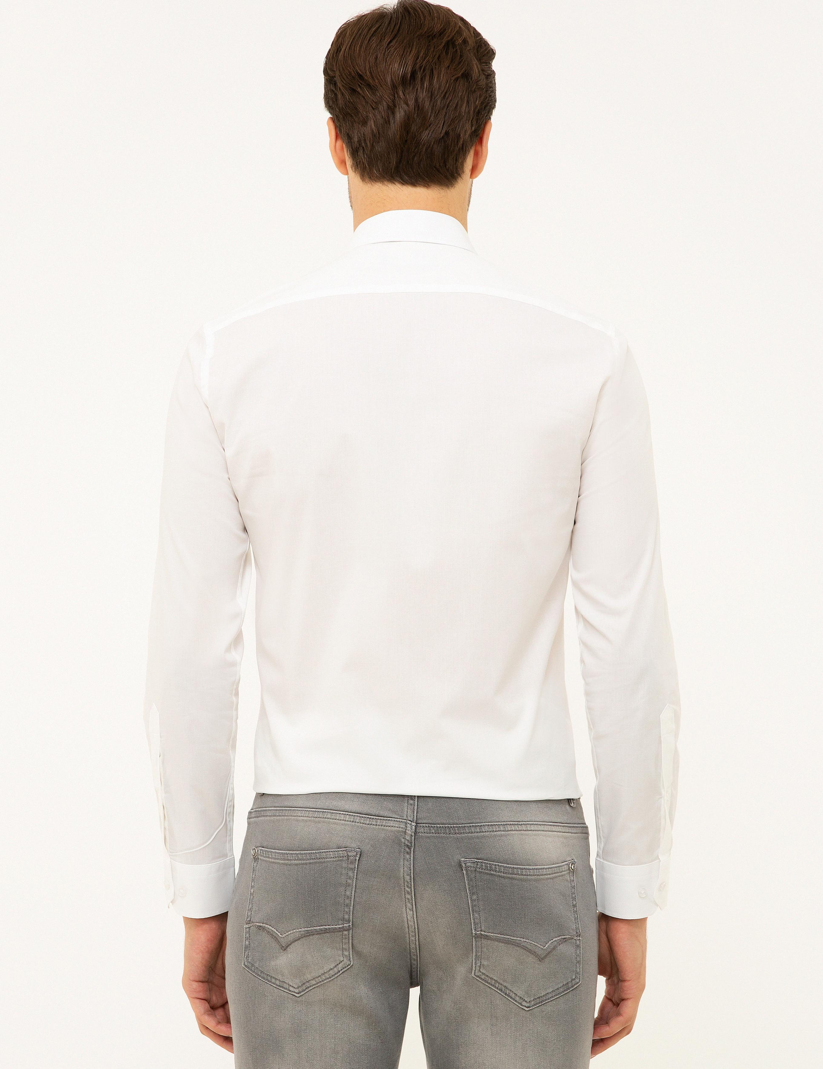 Beyaz Slim Fit Uzun Kollu Basic Gömlek - 50204896004
