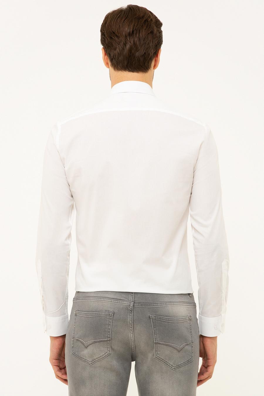 Beyaz Slim Fit Uzun Kollu Basic Gömlek - 50204896004