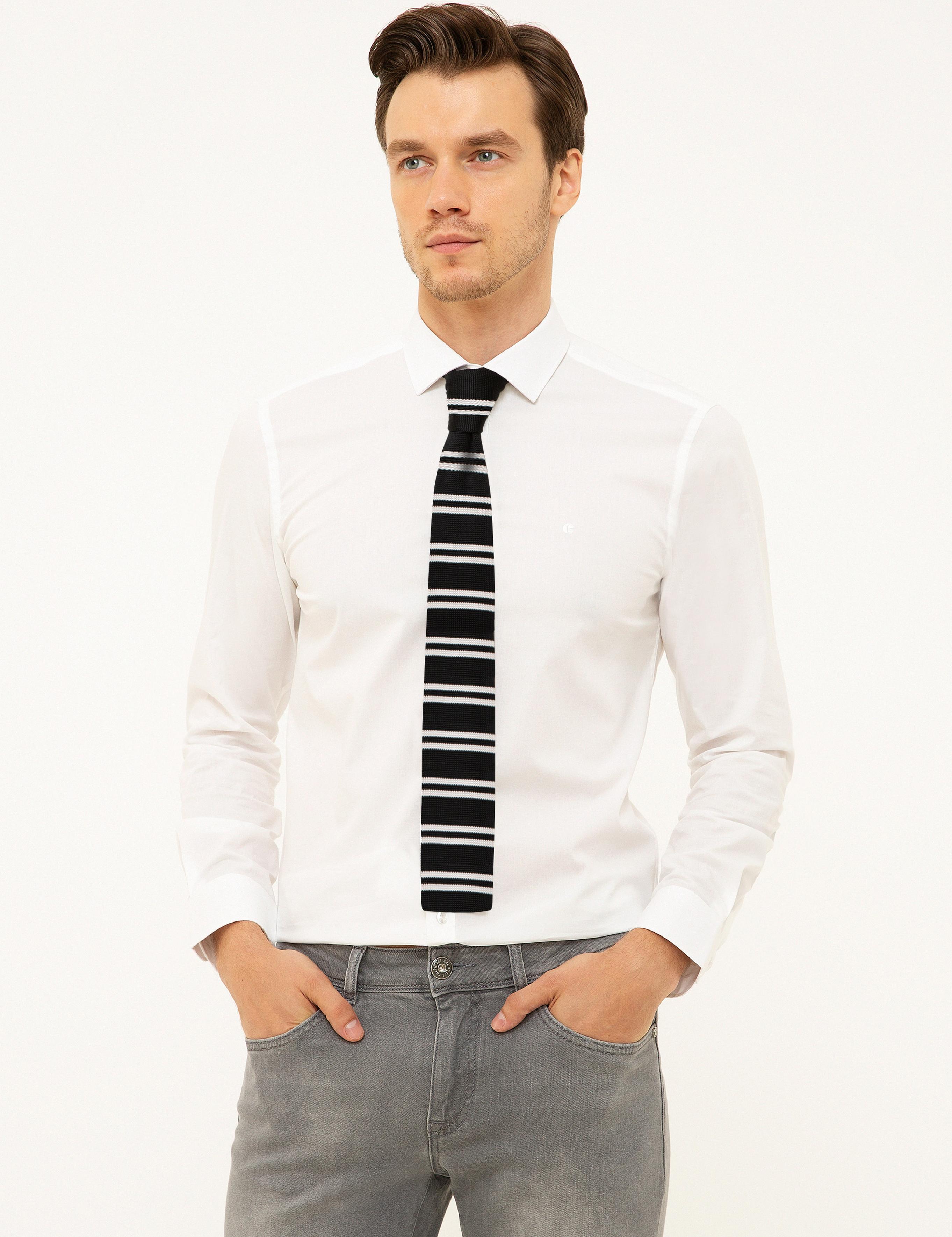 Beyaz Slim Fit Uzun Kollu Basic Gömlek - 50204896004