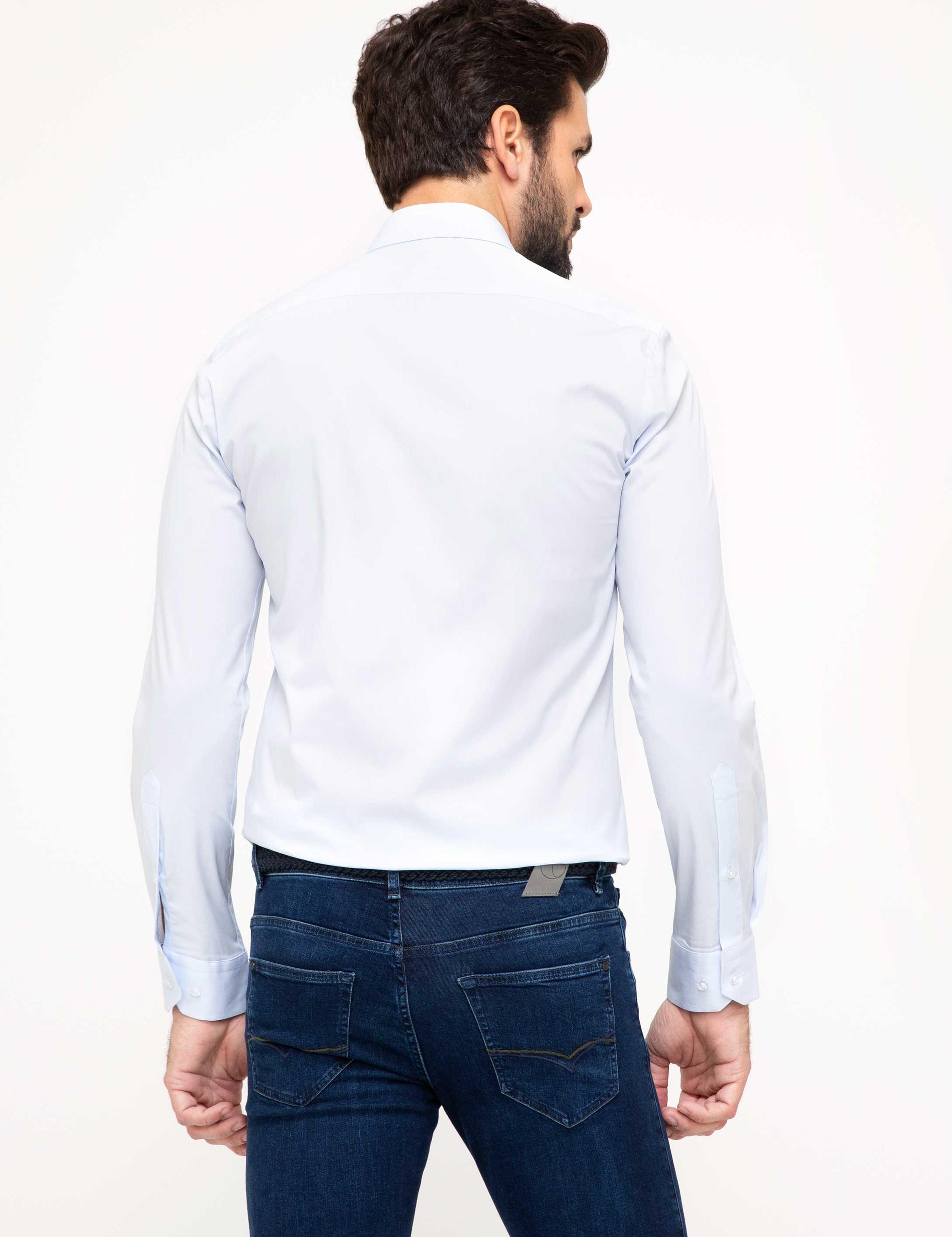 Açık Mavi Slim Fit Uzun Kollu Basic Gömlek - 50204896022