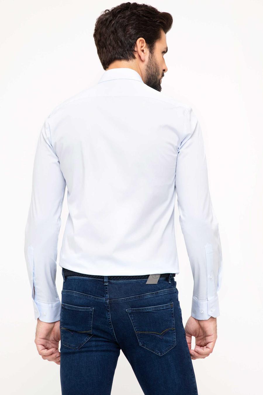 Açık Mavi Slim Fit Uzun Kollu Basic Gömlek - 50204896022