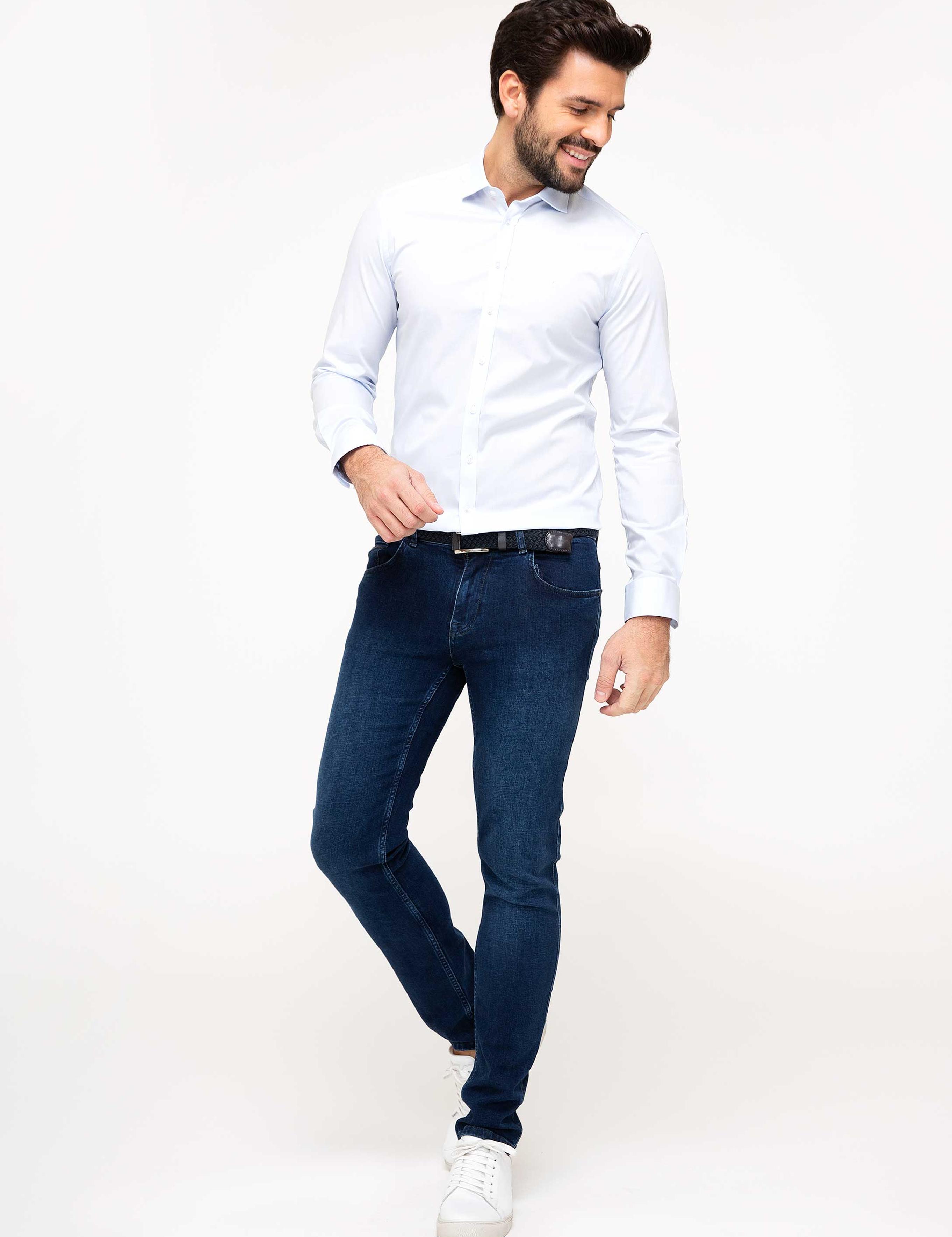 Açık Mavi Slim Fit Uzun Kollu Basic Gömlek - 50204896022