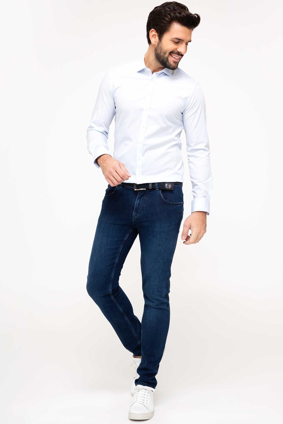 Açık Mavi Slim Fit Uzun Kollu Basic Gömlek - 50204896022