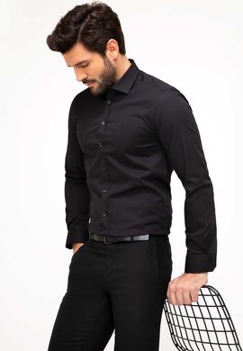 Siyah Slim Fit Basic Gömlek