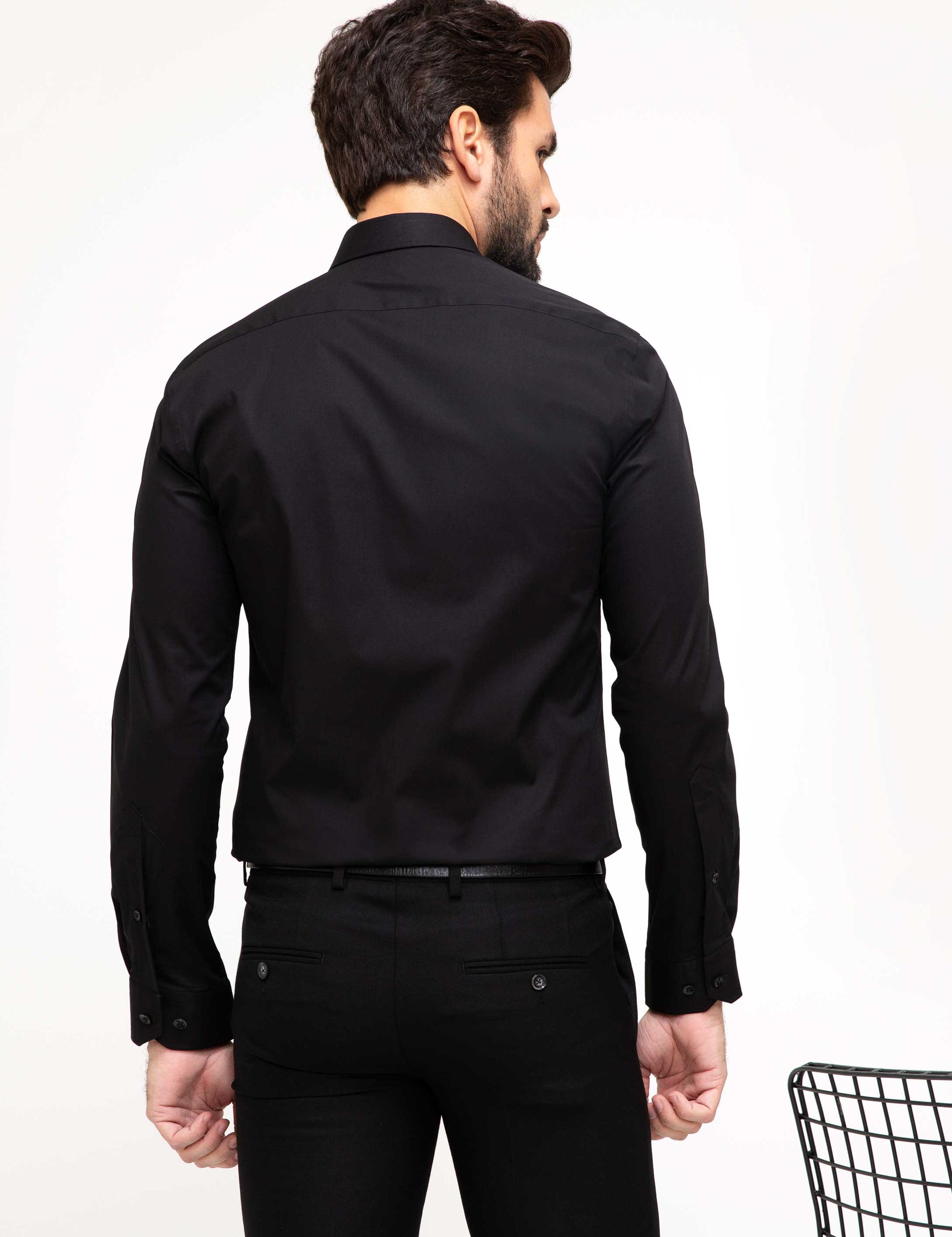 Siyah Slim Fit Basic Gömlek - 50204896072