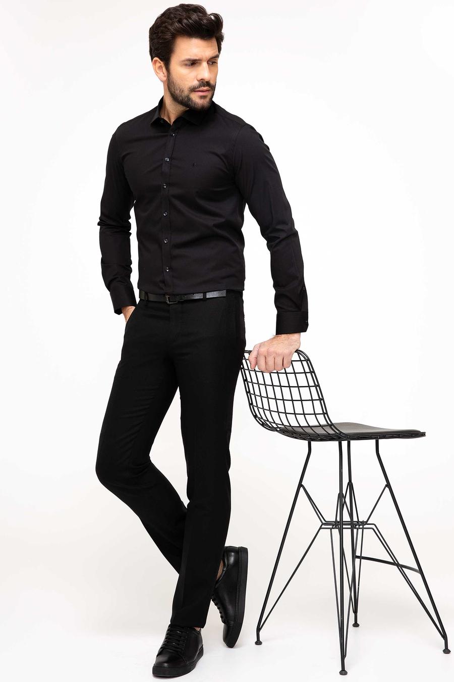 Siyah Slim Fit Basic Gömlek - 50204896072