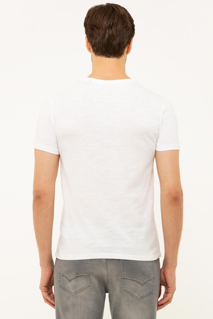 Beyaz Bisiklet Yaka T-Shirt - 50202501015