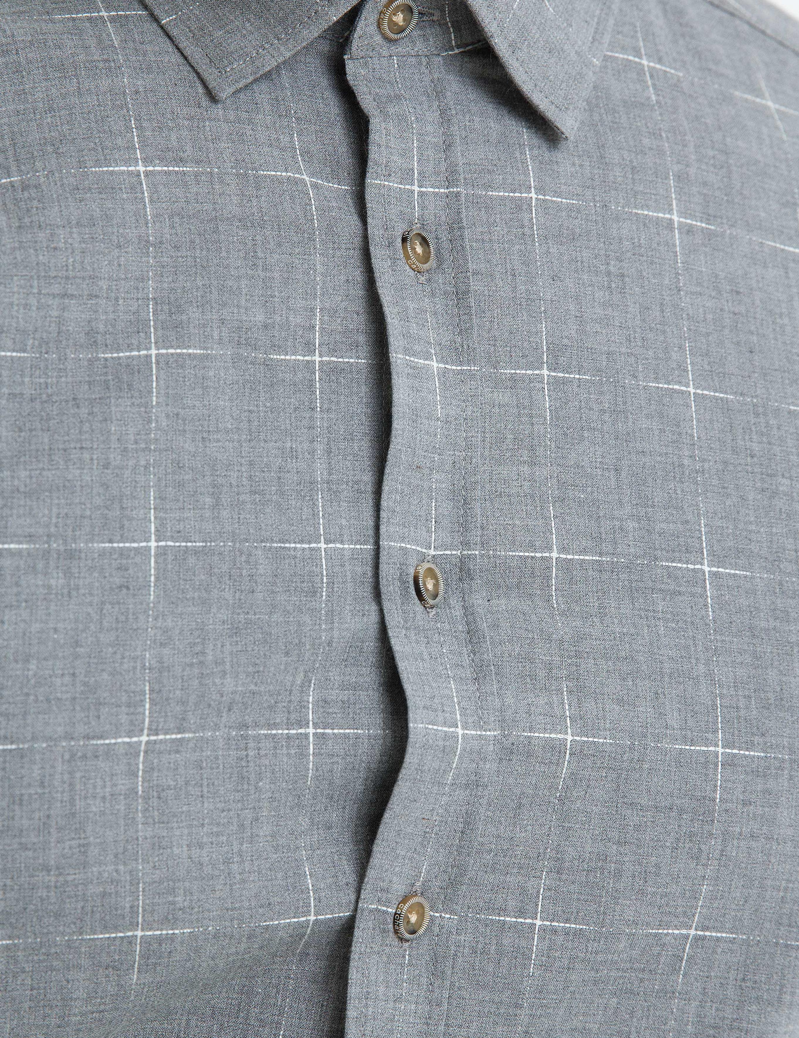 Gri Slim Fit Uzun Kollu Gömlek - 50192856026
