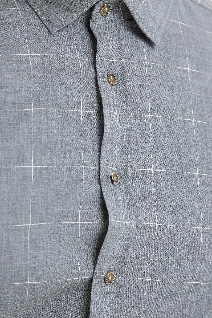 Gri Slim Fit Uzun Kollu Gömlek - 50192856026