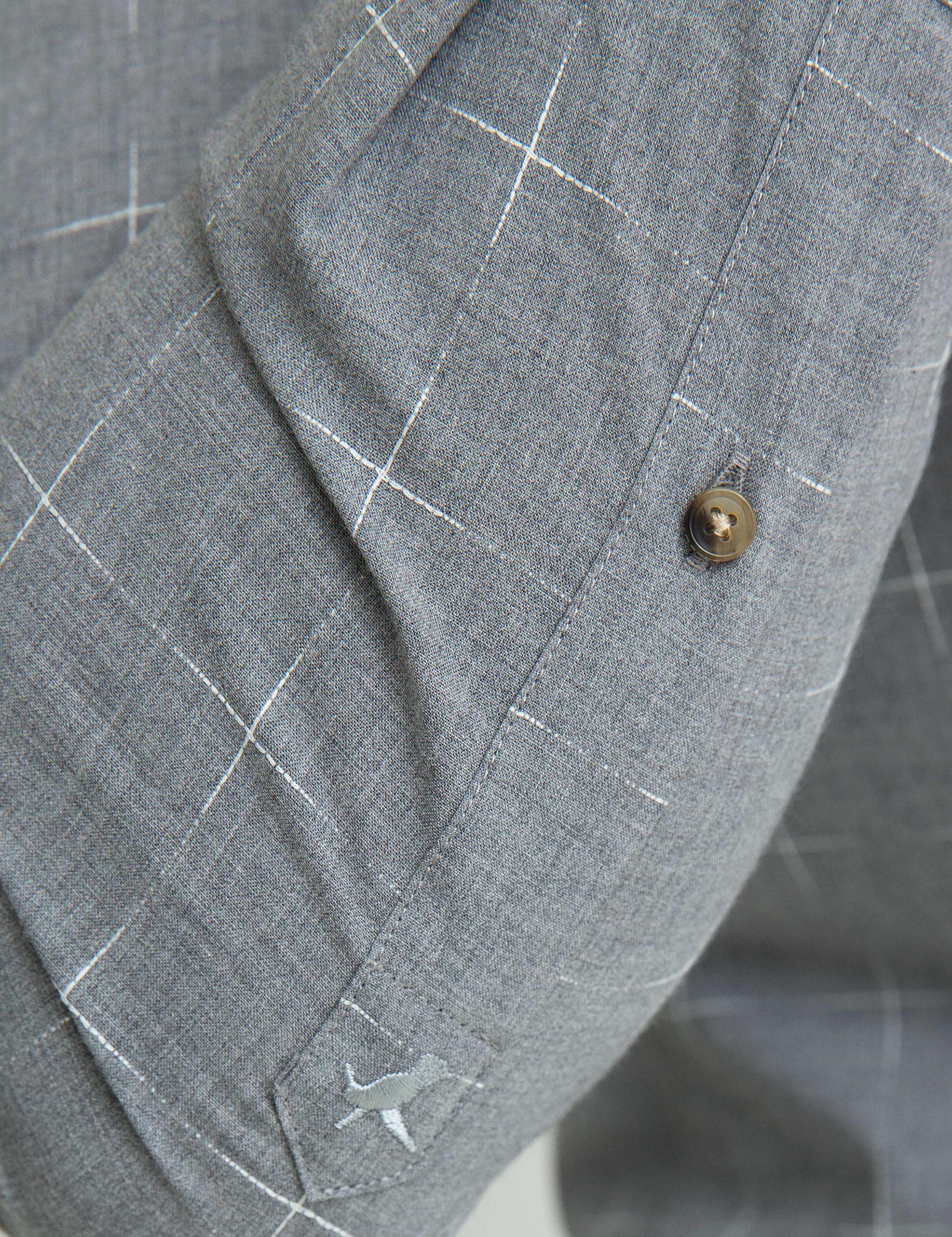 Gri Slim Fit Uzun Kollu Gömlek - 50192856026