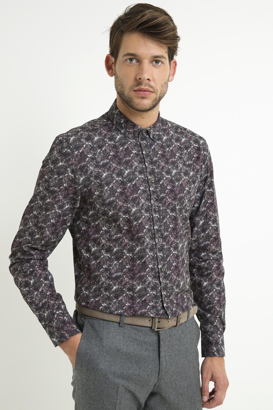 Haki Slim Fit Uzun Kollu Gömlek - 50193014004