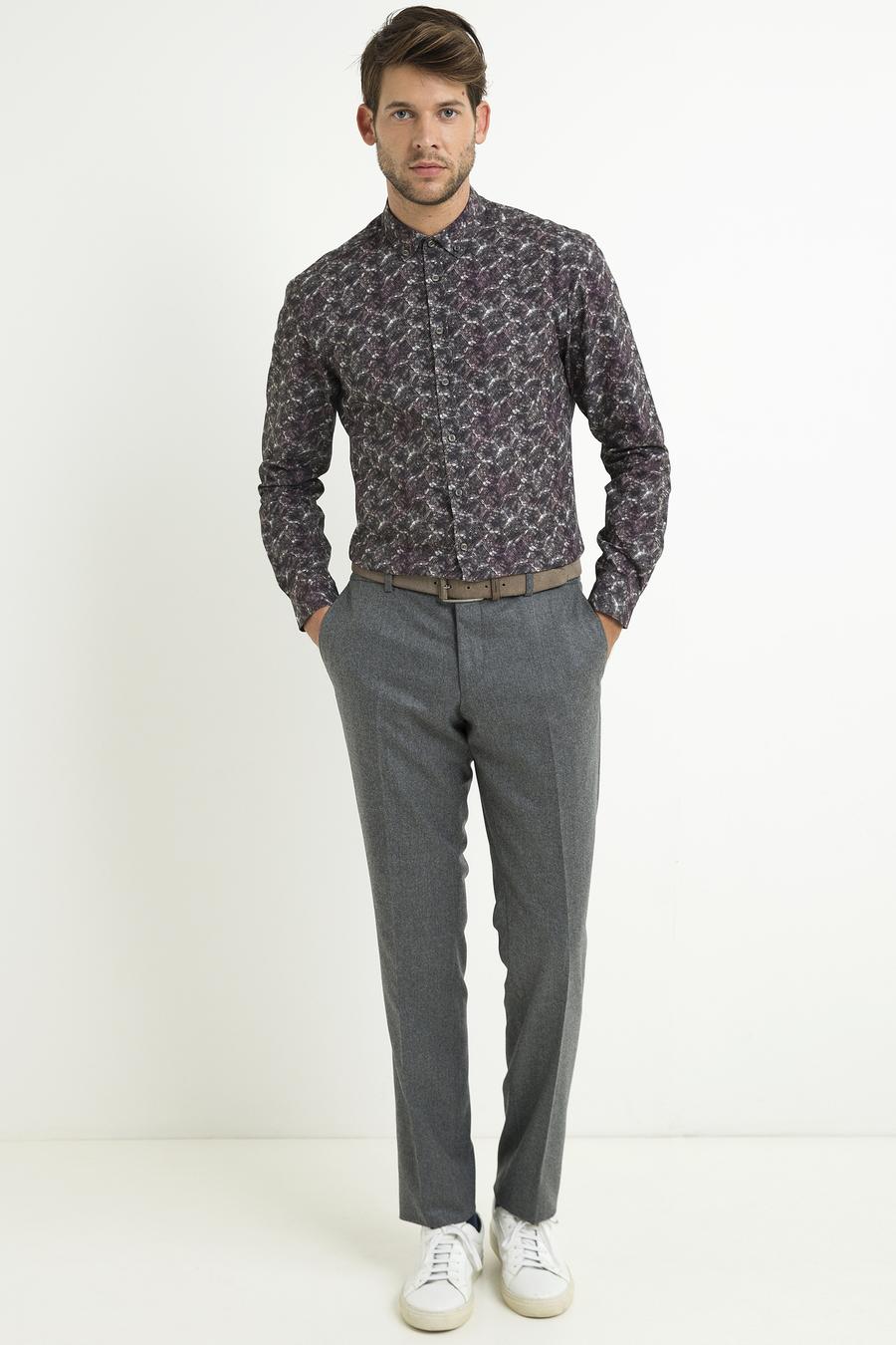 Haki Slim Fit Uzun Kollu Gömlek - 50193014004