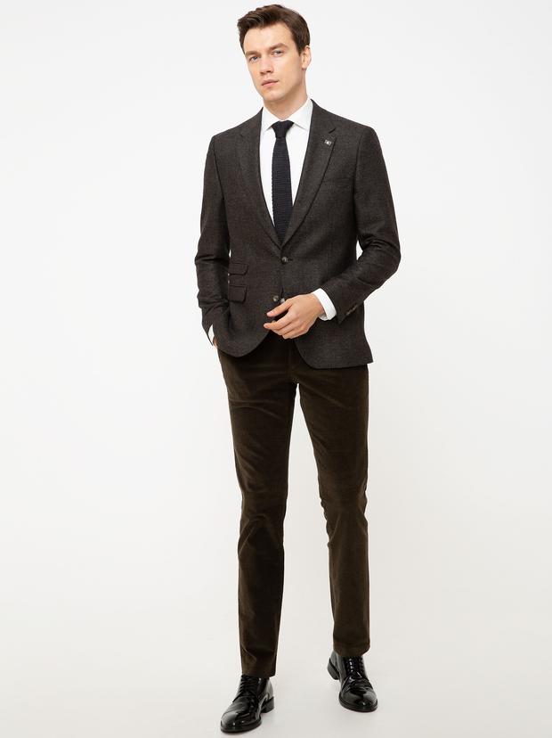 Kahverengi Slim Fit Klasik Pantolon