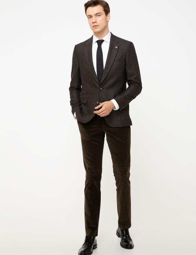 Kahverengi Slim Fit Kumaş Pantolon