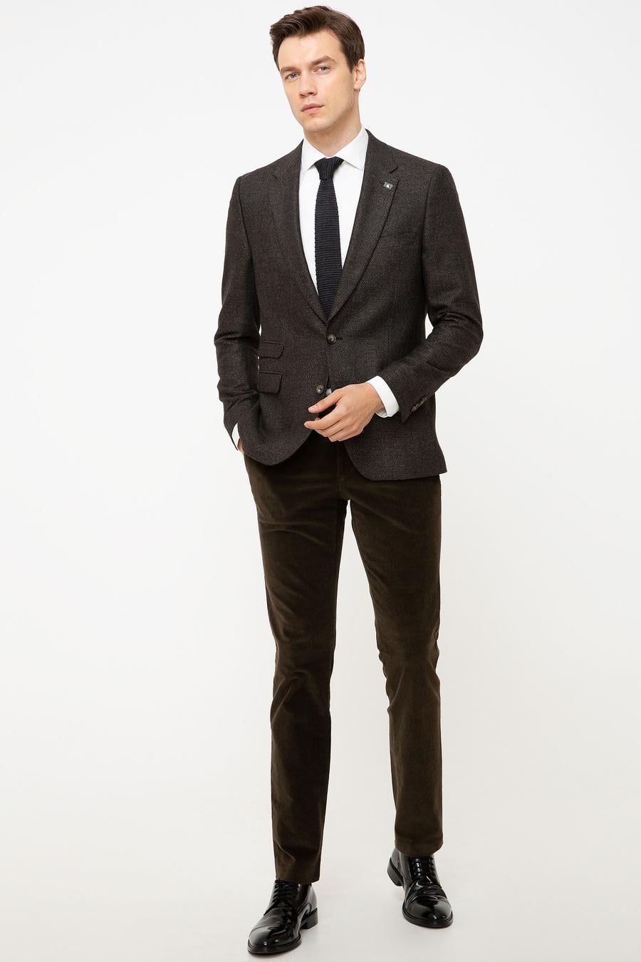 Kahverengi Slim Fit Kumaş Pantolon - 50195384036