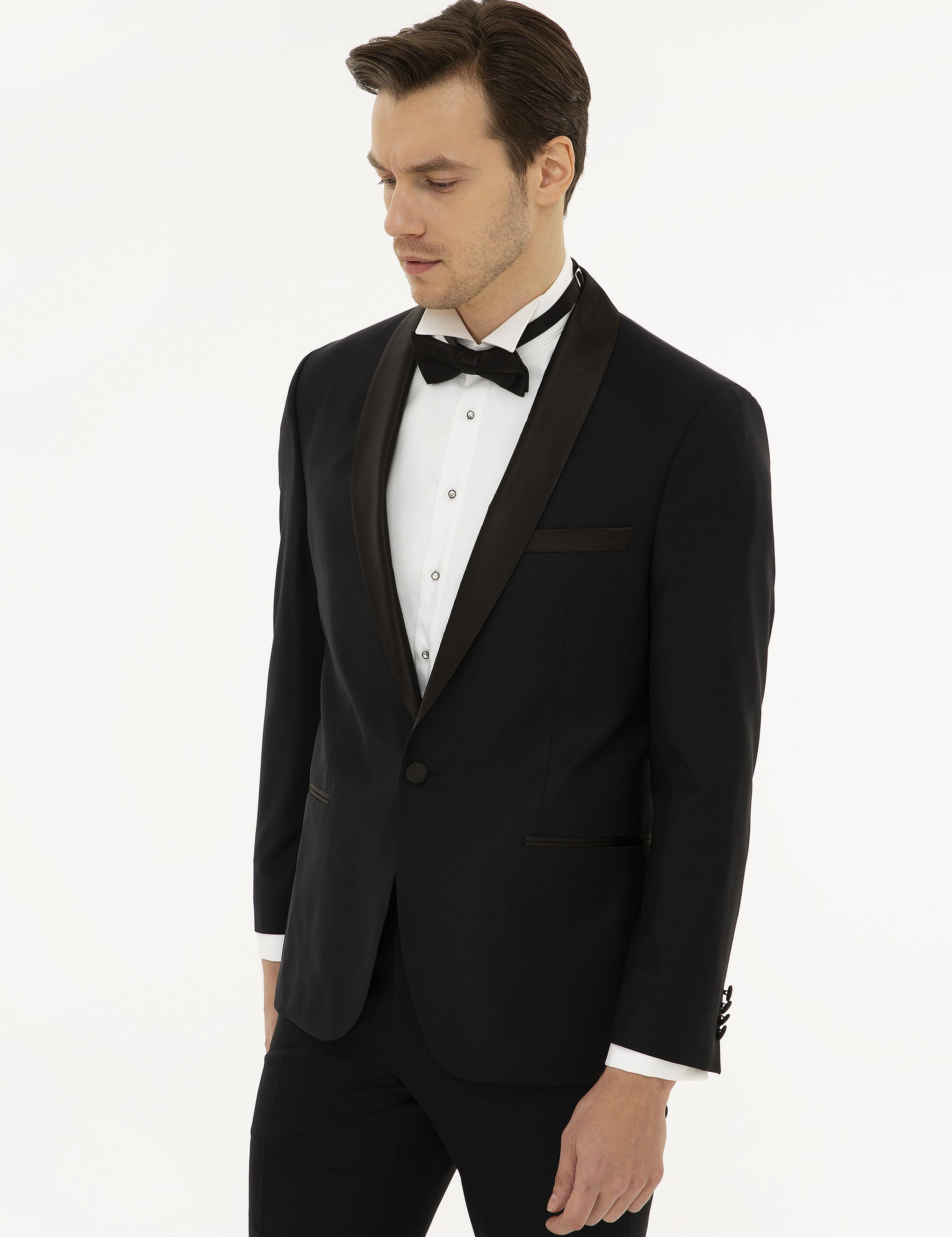 Siyah Slim Fit Smokin Ceket - 50204603017