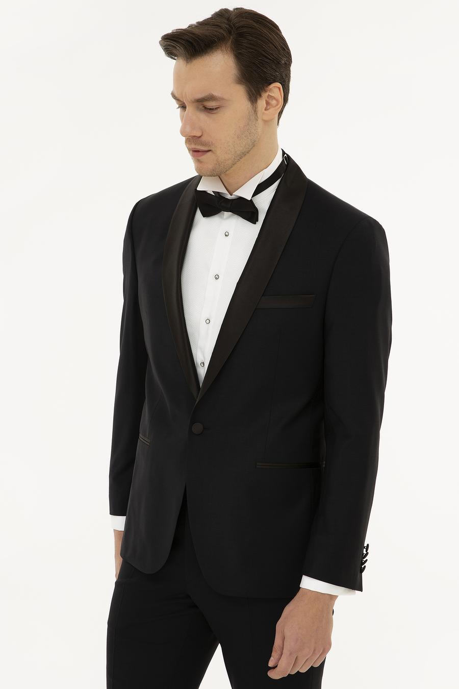 Siyah Slim Fit Smokin Ceket - 50204603017