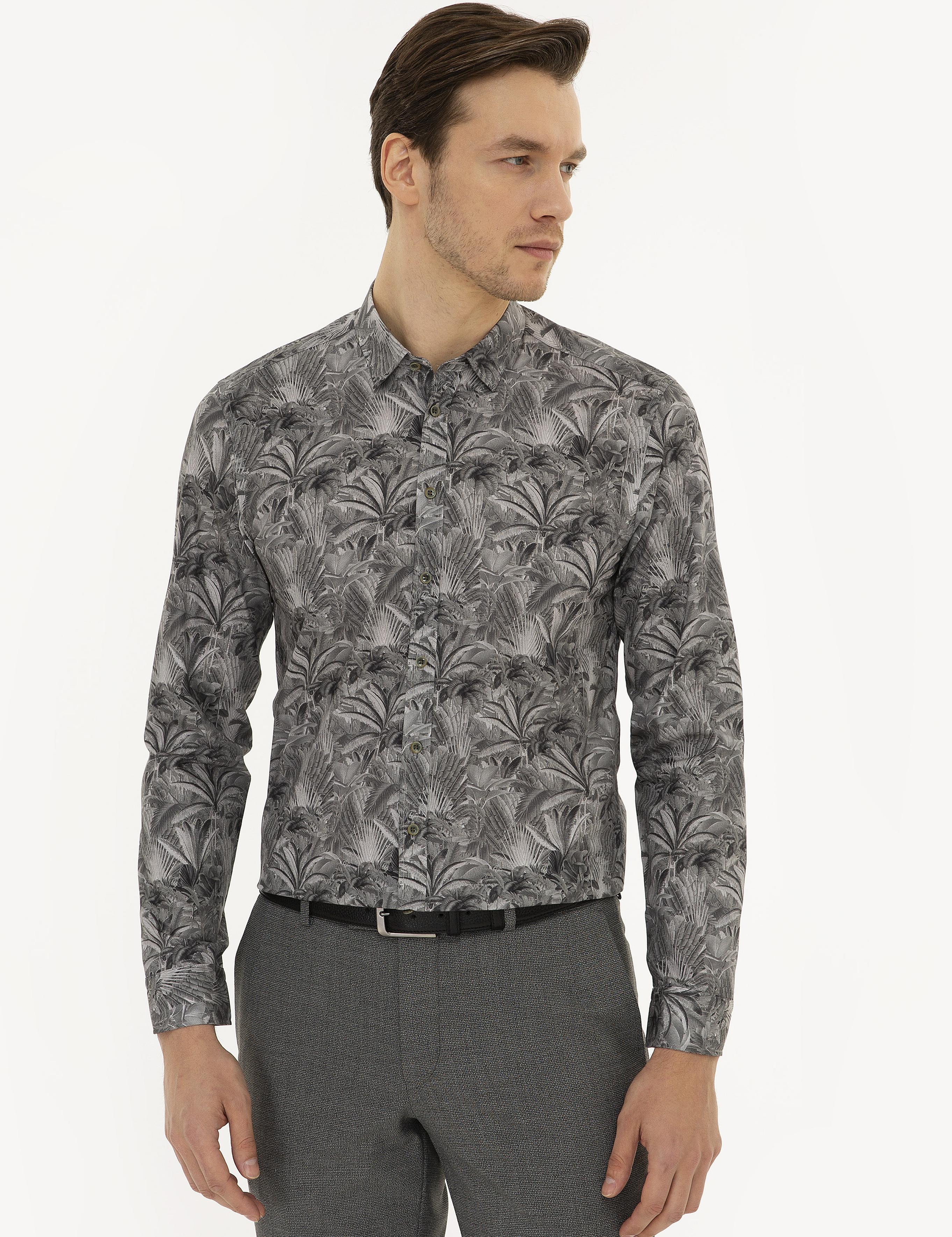Haki Slim Fit Uzun Kollu Gömlek - 50220695005