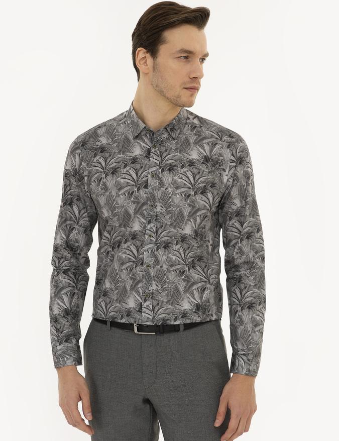 Haki Slim Fit Uzun Kollu Gömlek