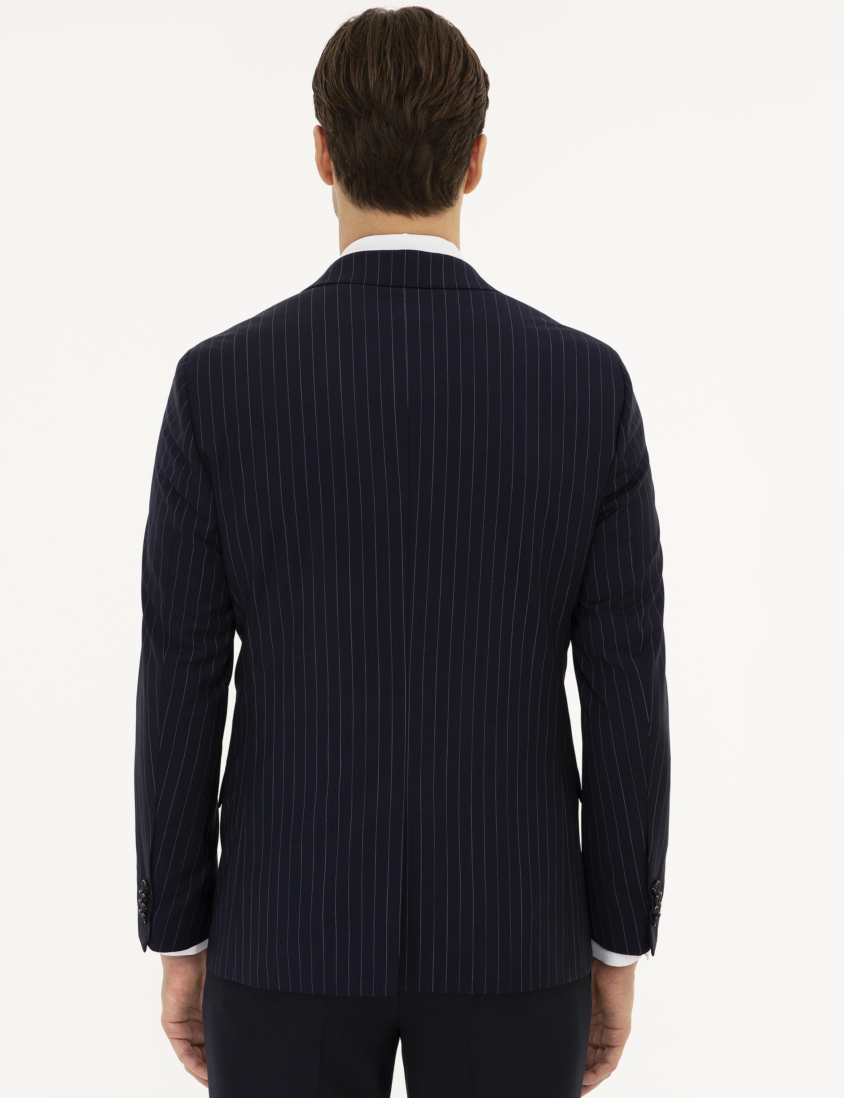 Açık Lacivert Slim Fit Yün Ceket - 50223523008