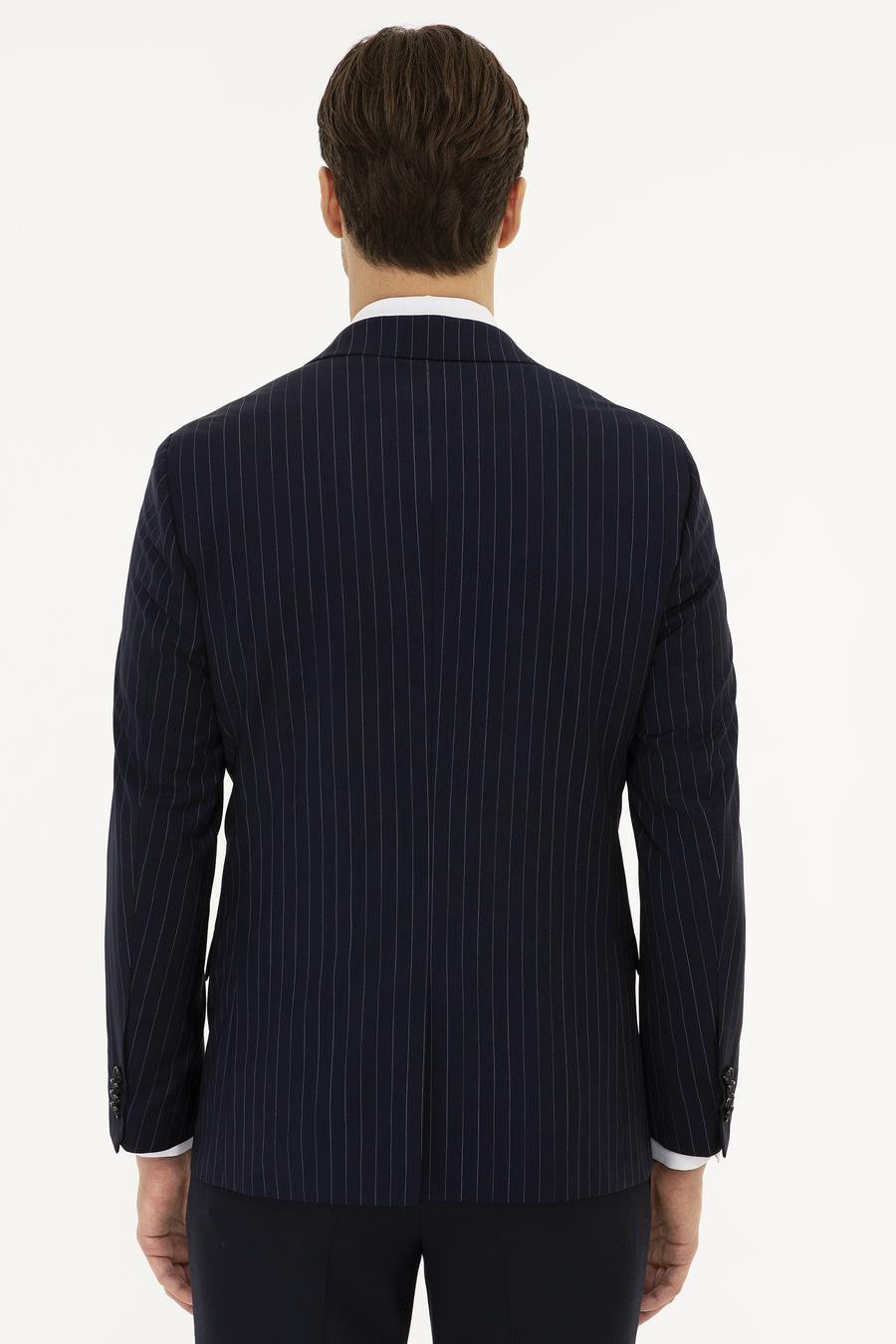 Açık Lacivert Slim Fit Yün Ceket - 50223523008