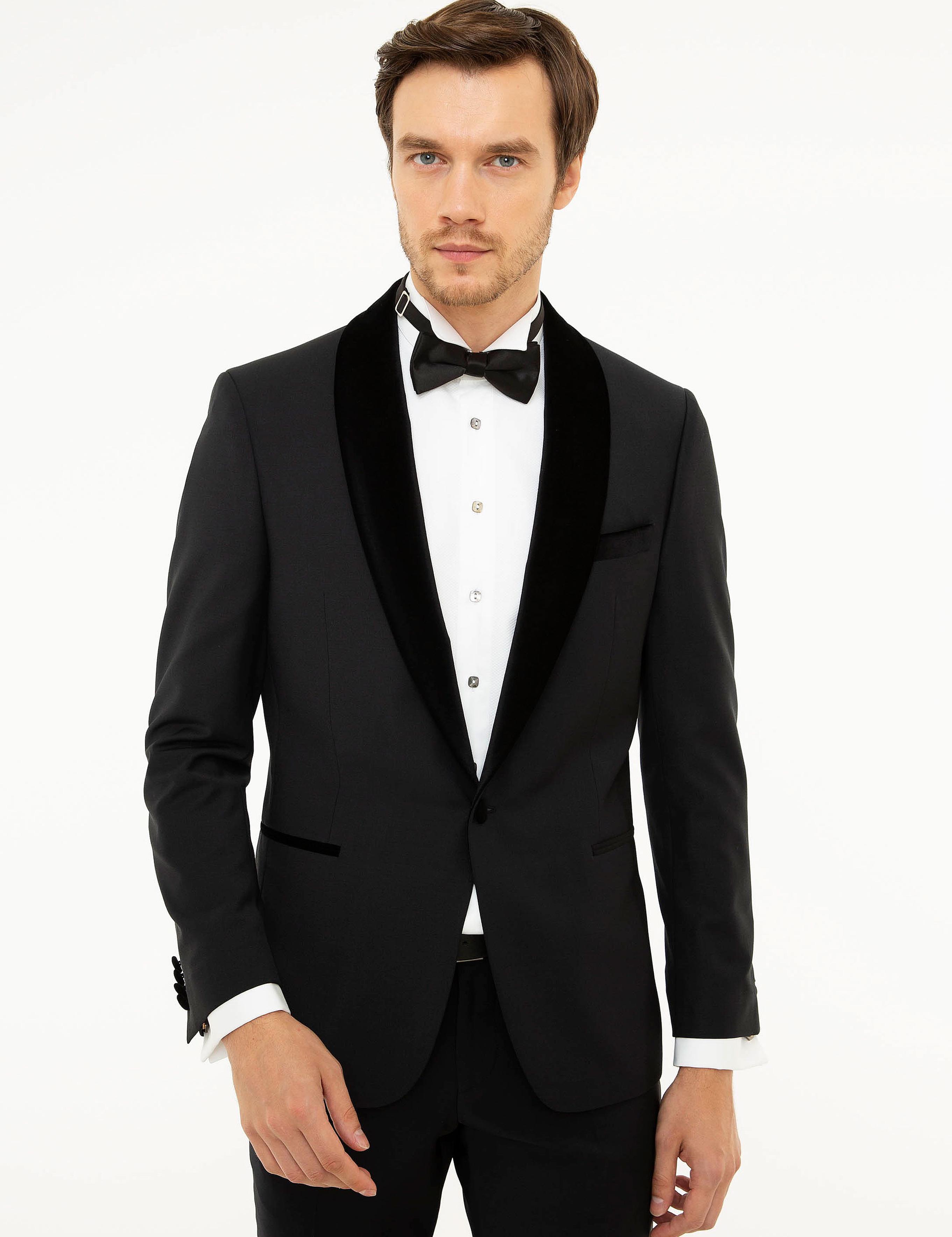 Siyah Slim Fit Smokin Ceket - 50207961008