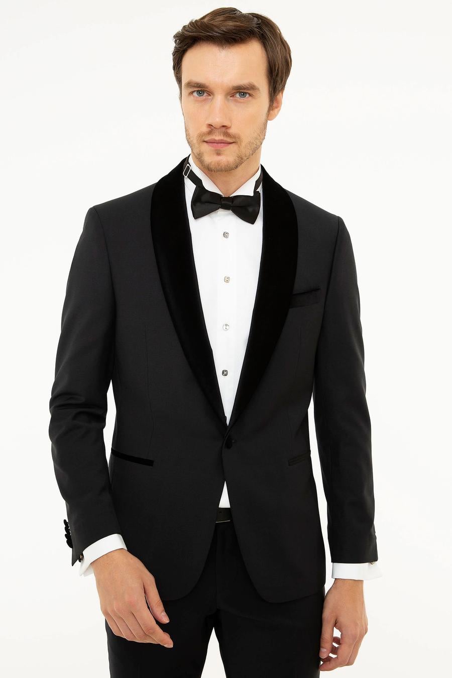 Siyah Slim Fit Smokin Ceket - 50207961008