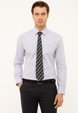 Lila Slim Fit Uzun Kollu Gömlek
